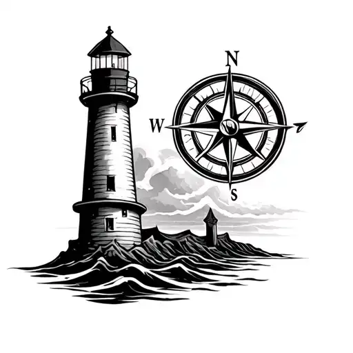 lighthouse with compass and or anchor tattoo small for men tattoo design idea