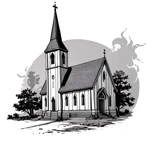 church with sniper rifle points at it  tattoo design idea
