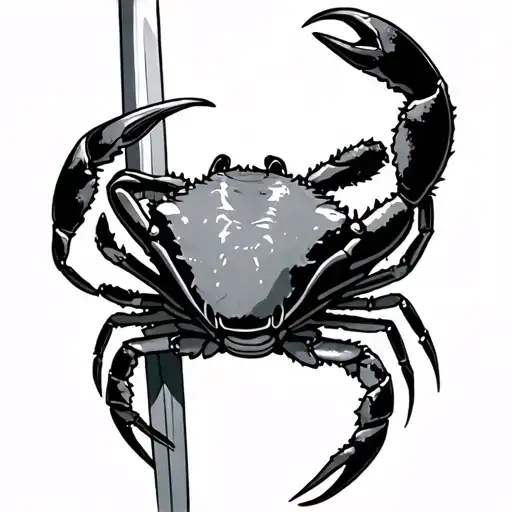 crab holding sword tattoo design idea