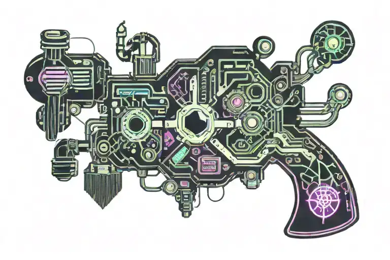 lung and joystick intertwined tattoo design idea