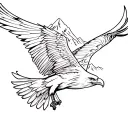 simple eagle soaring with mountain scene tattoo design idea