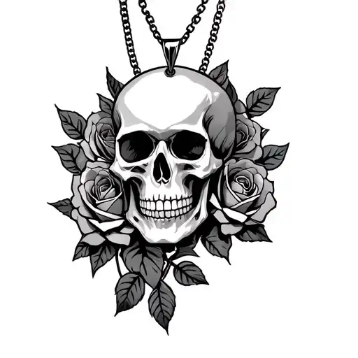 skull roses hand necklace master home surrounded tattoo design idea