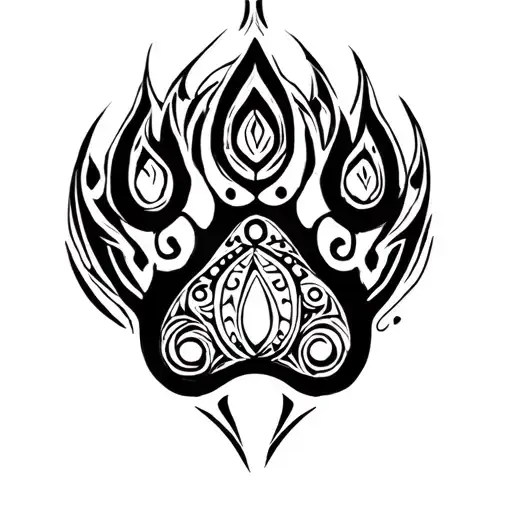 tribal dog paw print tattoo design idea