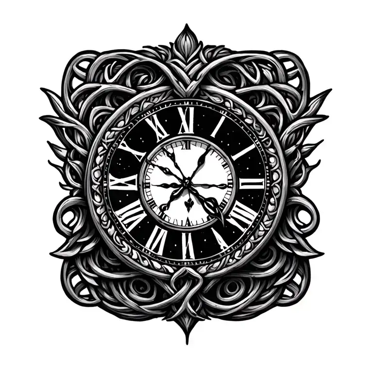 celtic tree of life clock face tattoo design idea