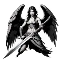 war angel holding a sword tattoo design idea