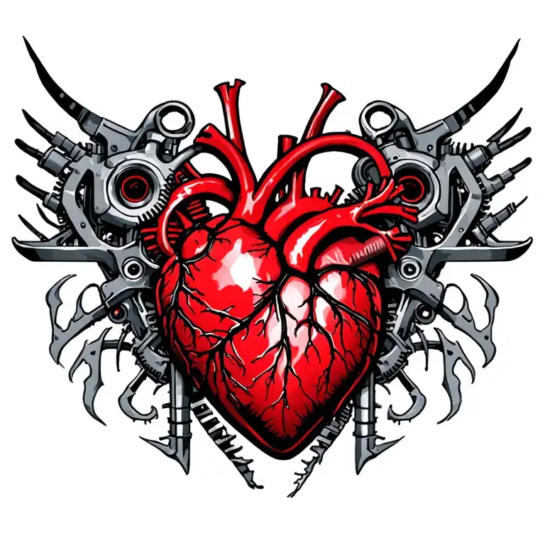 men mechanical heart chest tattoo under skin tattoo design idea