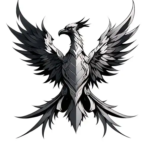 phoenix shoulder armor tattoo design idea
