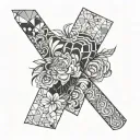 fineline patchwork forearm sleeve tattoo design idea