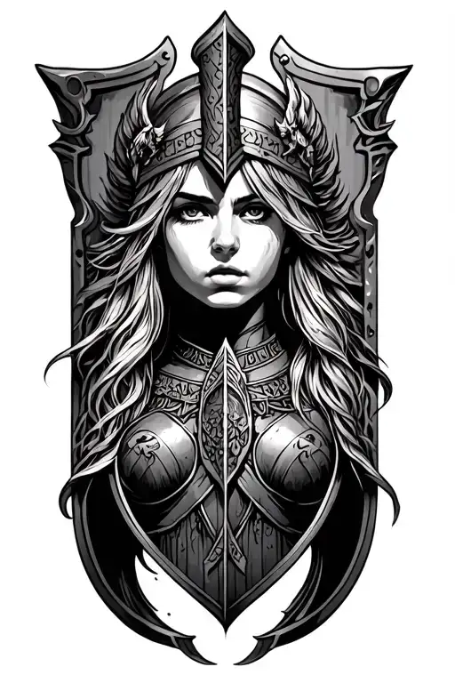 shield maiden tattoo design idea