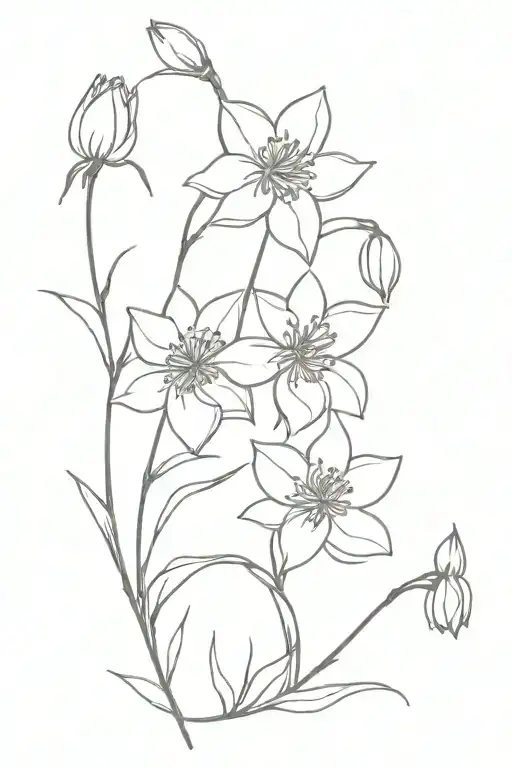 aster and narcissus flowers tattoo design idea