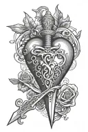 dagger going through a heart tattoo design idea