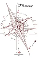 "Dr Hashim " compass design with coordinates tattoo design idea
