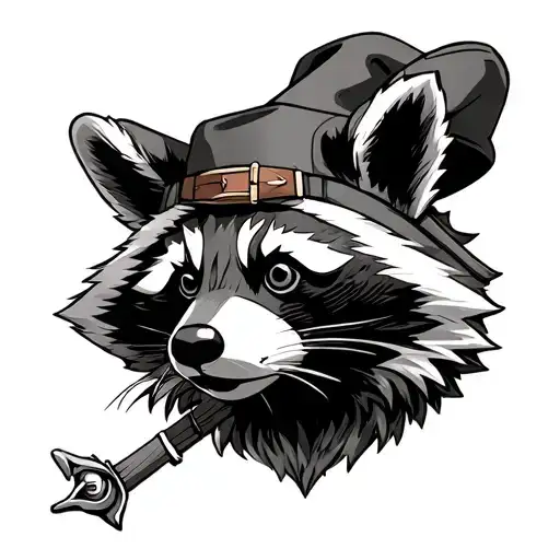 one piece chopper hat combined with a raccoon head tattoo design idea