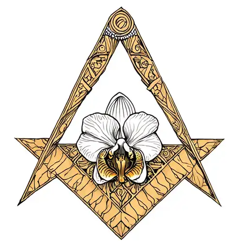 orchid freemason symbol tattoo design idea