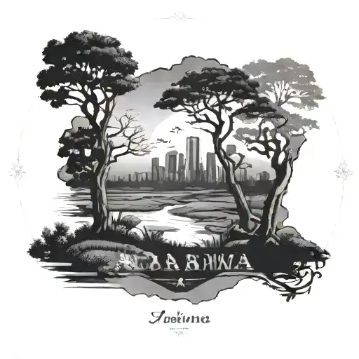 state of alabama outdoor landscape tattoo design idea