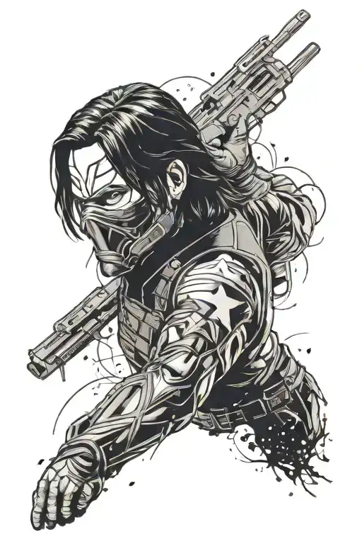 winter soldier masked tattoo design idea