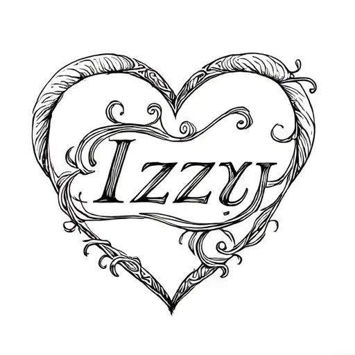 "Izzy" heart with the name tattoo design idea