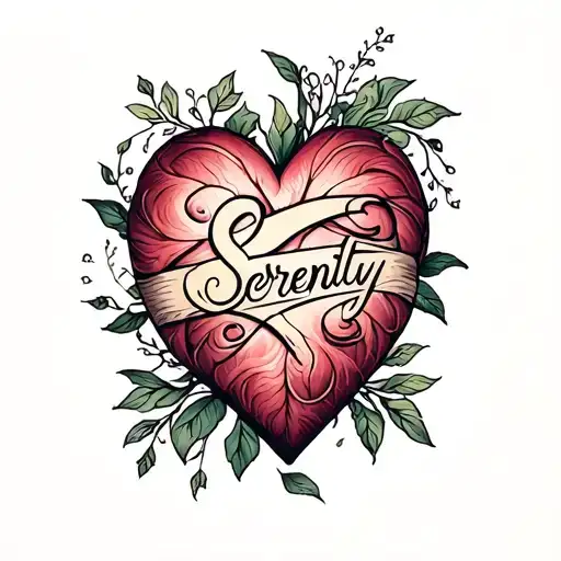 Serenity name inside heart symbolizing love tattoo design idea
