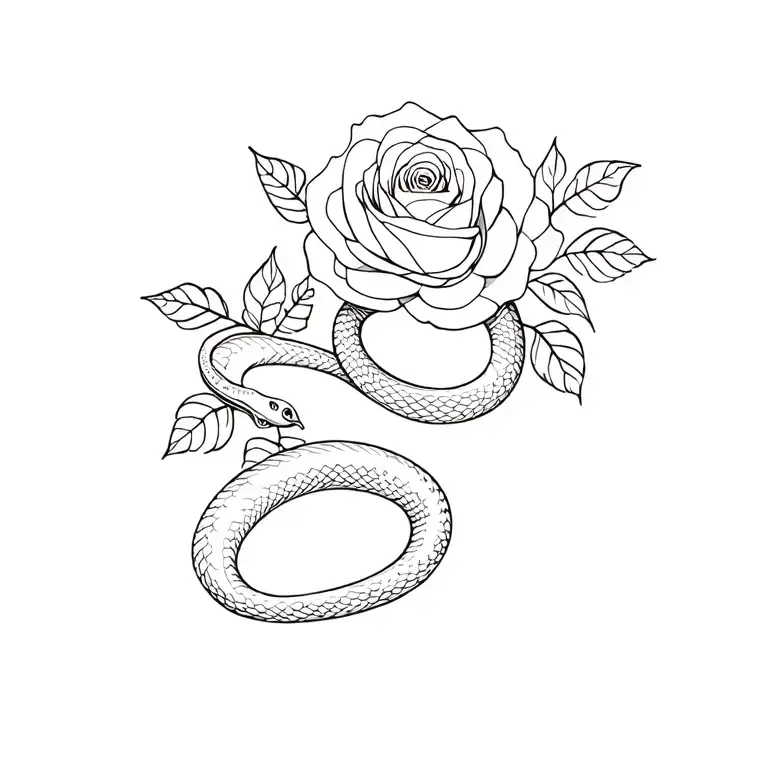 Snake and roses tattoo design idea