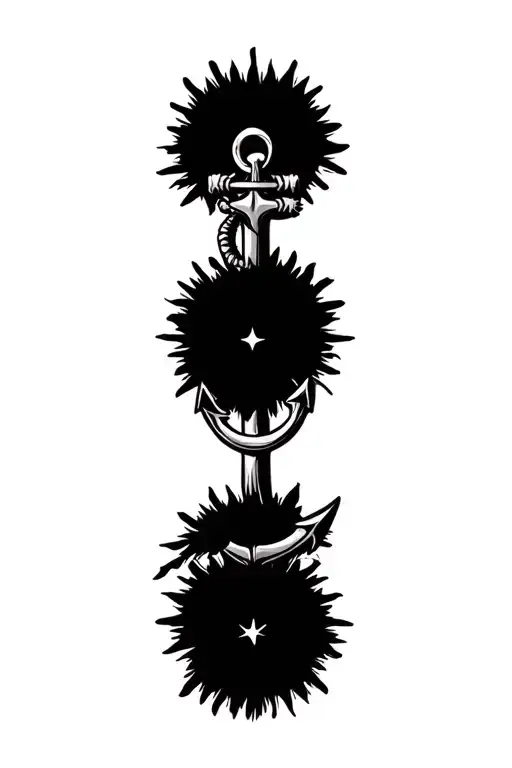 starburst with anchor representing a heavy life tattoo design idea