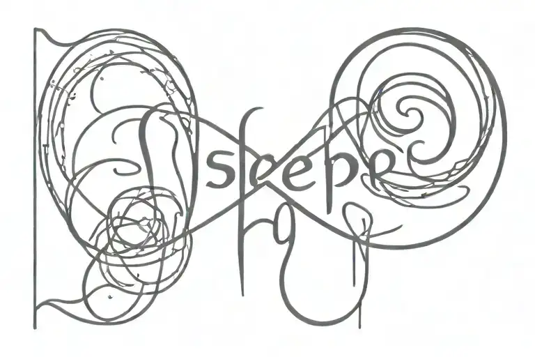 sleep token band logo with lyrics intertwined tattoo design idea