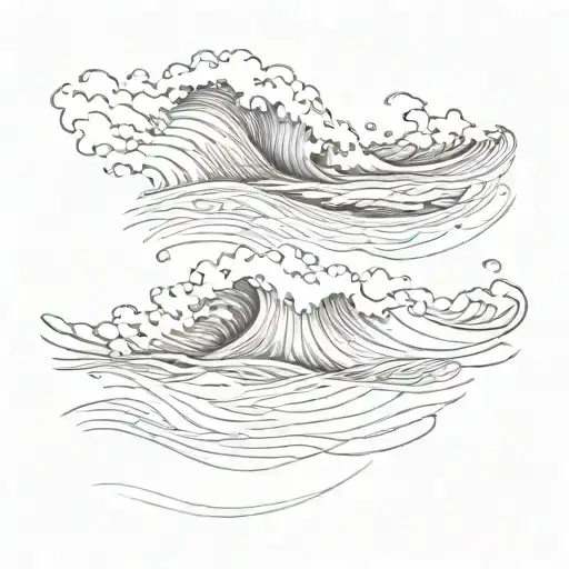 3 sea waves in a stencil art. one of them bold. tattoo design idea