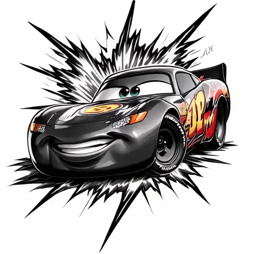 Lightning Mcqueen bust just his number or a lightning tattoo design idea