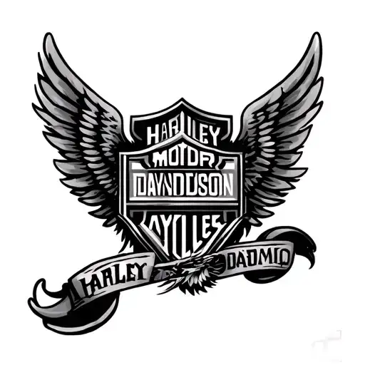 Zodiac sign leo combined with harley davidson wings and shield  tattoo design idea