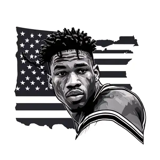 nba youngboy green slime masa with USA flag tattoo design idea