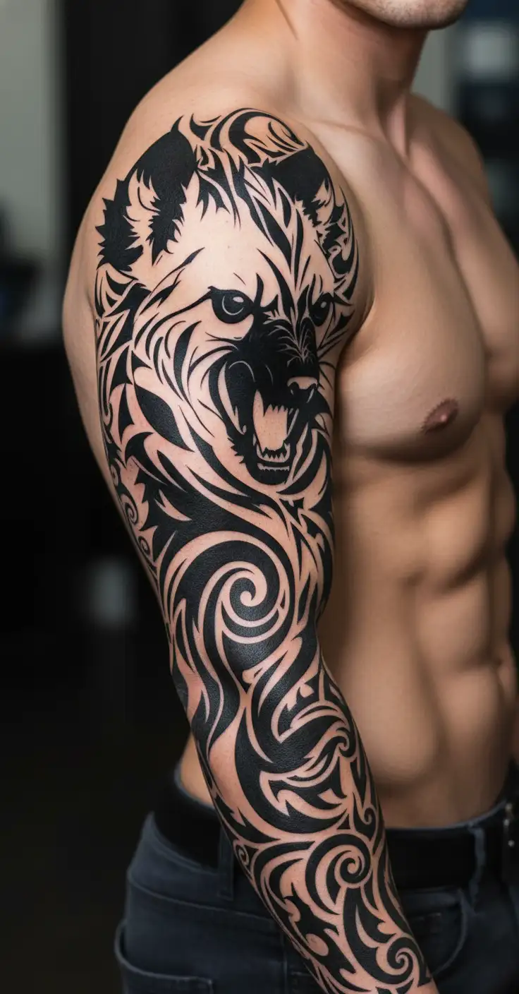 hyena predator hybrid tattoo design idea