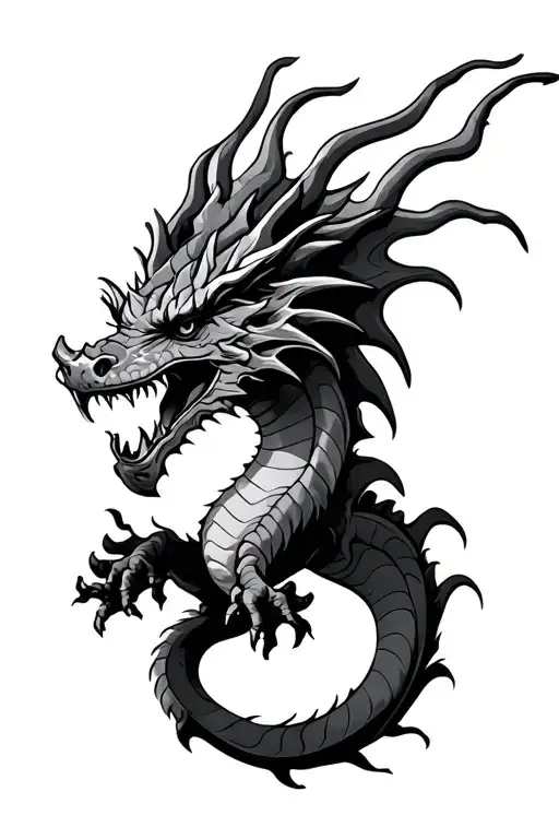 welsh dragon emerging tattoo design idea