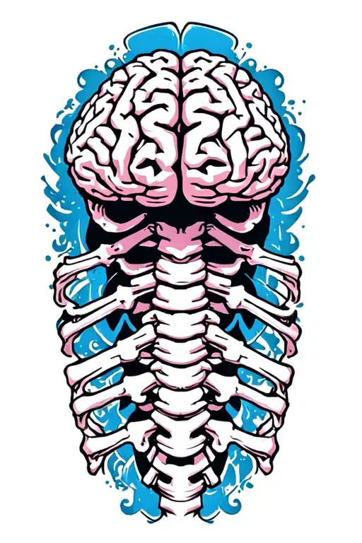 Brain attached to spine tattoo design idea