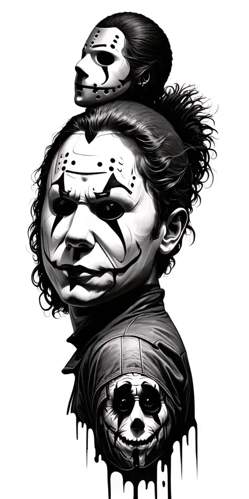 Michael Myers Leather Face Jason Voorhees Freddy KruegerPennywise Art The Clown Jigsaw tattoo design idea