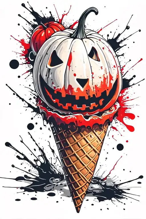 pumpkin ontop of an ice cream cone  tattoo design idea