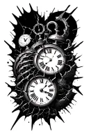 broken clock tattoo design idea
