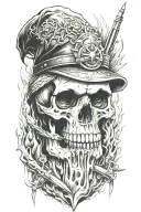 no boarder add skull add bullets tattoo design idea