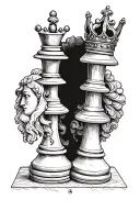 King and queen chess piece tattoo design idea