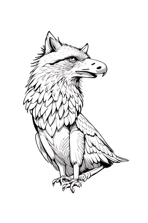 eagle sitting and wolf head tattoo design idea