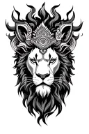 rahu with lion head tattoo design idea