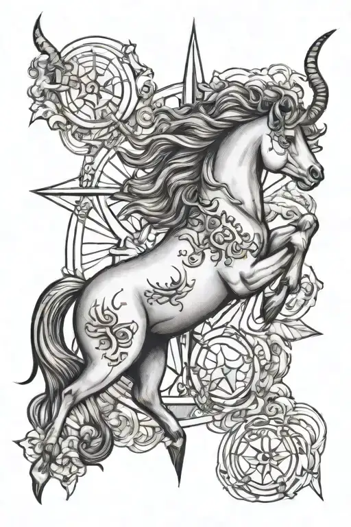 Sagittarius zodiac sign with small Taurus zodiac sign tattoo design idea