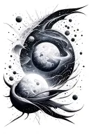 universe negative space elements tattoo design idea