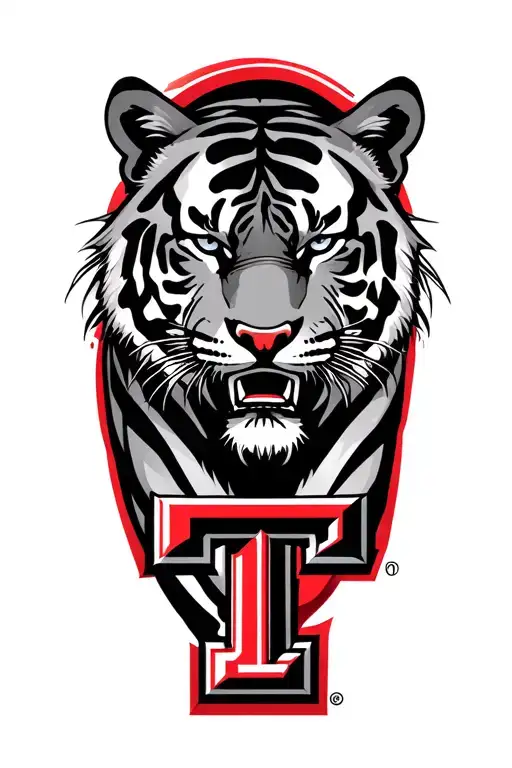 tiger and texas tech red raiders logo morphed tattoo design idea