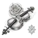 violin drawn tattoo design idea