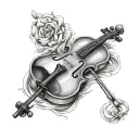 violin drawn tattoo design idea