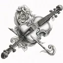 violin drawn tattoo design idea