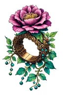 floral ring with vines going down finger tattoo tattoo design idea