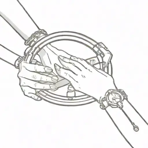 women's hands on the steering wheel, handcuffed also money tattoo design idea