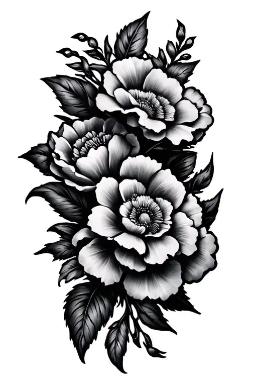heavy black ink floral tattoo masculine tattoo design idea