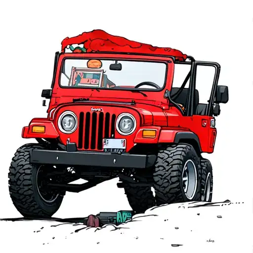 red jeep with roof down tattoo design idea