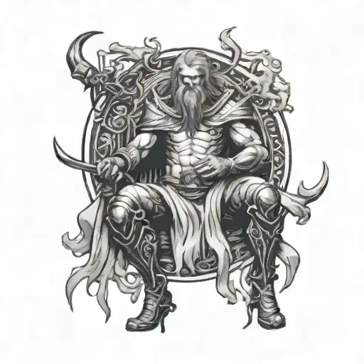 Blaidd sitting on the Elden Ring logo tattoo design idea